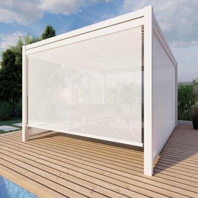 Maze - Como 4m x 4m Aluminium Metal Outdoor Garden Pergola with 4 Drop Sides & LED Lighting - White product image