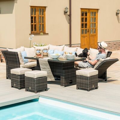 Maze - Henley Rattan Corner Dining Set with Rising Table - Brown product image