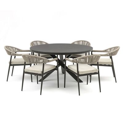 Maze - Roma Rope Weave 6 Seat Round Dining Set - Clay Stone Grey product image