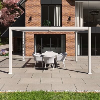 Maze - Como 4m x 4m Aluminium Metal Outdoor Garden Pergola - White  product image