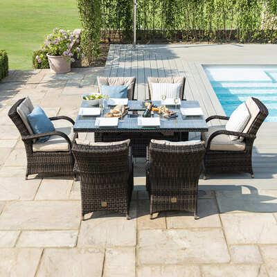 Maze - Texas 6 Seat Rectangular Rattan Dining Set with Ice Bucket - Brown product image