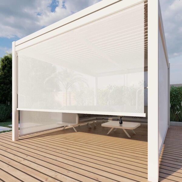 Maze - Como 3m x 4m Aluminium Metal Outdoor Garden Pergola with 4 Drop Sides & LED Lighting - White product image