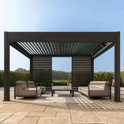 Maze - Eden 3m x 4m Aluminium Metal Outdoor Garden Pergola with LED Lights & Motorised Roof (Customise with Blinds or Louvres) product image