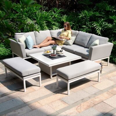 Maze - Outdoor Fabric Pulse Square Corner Dining Set with Rising Table - Lead Chine product image