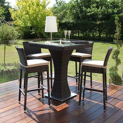 Maze - 4 Seat Square Rattan Bar Set with Ice Bucket - Brown product image