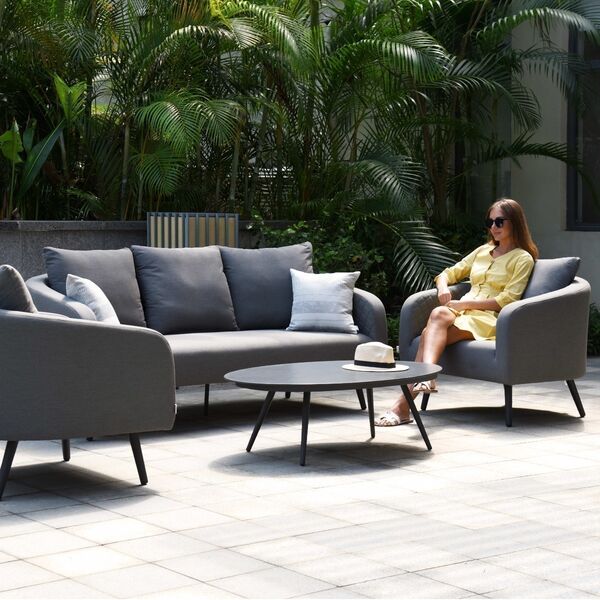 Maze - Outdoor Fabric Ambition 3 Seat Sofa Set with Oval Coffee Table - Flanelle product image