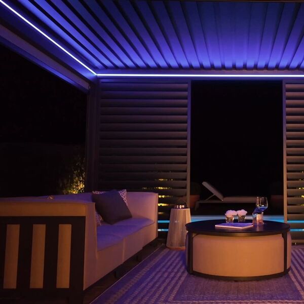Maze - Eden 4m x 4m Aluminium Metal Outdoor Garden Pergola with LED Lights & Motorised Roof (Customise with Blinds or Louvres) product image