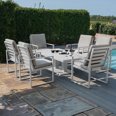 Maze - Amalfi 6 Seat Rectangular Aluminium Dining Set with Rising Table - White product image