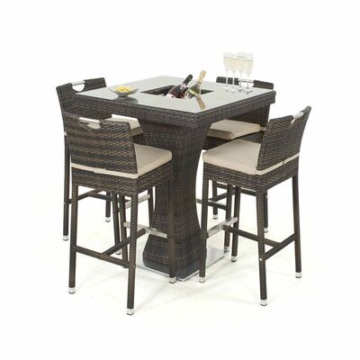 Maze - 4 Seat Square Rattan Bar Set with Ice Bucket - Brown product image