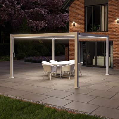 Maze - Como 4m x 4m Aluminium Metal Outdoor Garden Pergola - White  product image