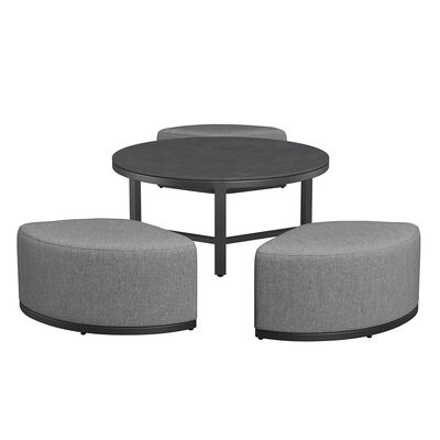 Maze - Outdoor Fabric Round Coffee Table & 3 Footstools - Flanelle product image