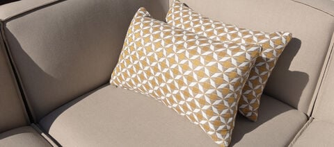Maze - Pair of Outdoor Sunbrella Bolster Cushions 30x50cm - Mosaic Yellow