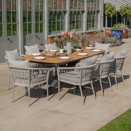 Large outdoor 8 seat garden dining set with wooden table