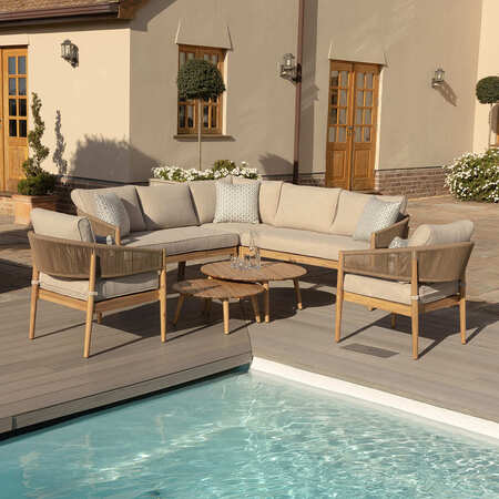 Wooden and fabric garden furniture sofa set
