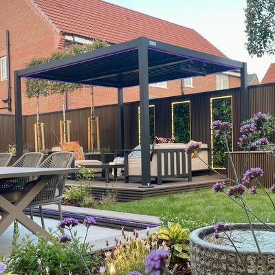 Maze - Como 3m x 4m Aluminium Metal Outdoor Garden Pergola Frame only - Grey