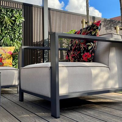 Maze - Outdoor Fabric Ibiza 3 Seat Sofa Set with Square Coffee Table - Oatmeal