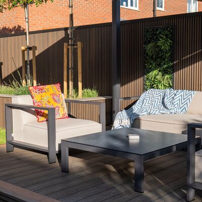 Maze - Outdoor Fabric Ibiza 3 Seat Sofa Set with Square Coffee Table - Oatmeal