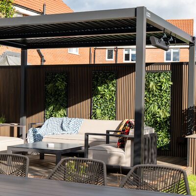 Maze - Como 3m x 4m Aluminium Metal Outdoor Garden Pergola Frame only - Grey