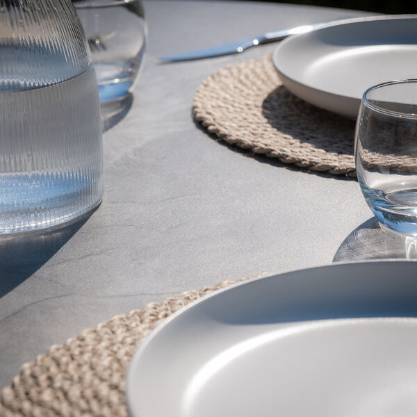 Maze - Milan Rope Weave 6 Seat Oval Dining Set with Lazy Susan - Cool Linen product image