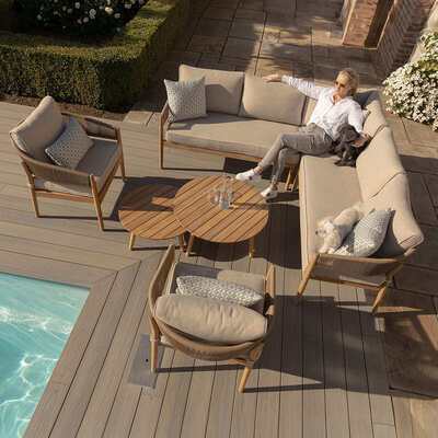 Maze - Porto Rope Weave Corner Sofa Set with Pair of Round Coffee Tables & 2 Armchairs product image