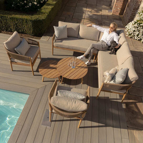 Maze - Porto Rope Weave Corner Sofa Set with Pair of Round Coffee Tables & 2 Armchairs product image