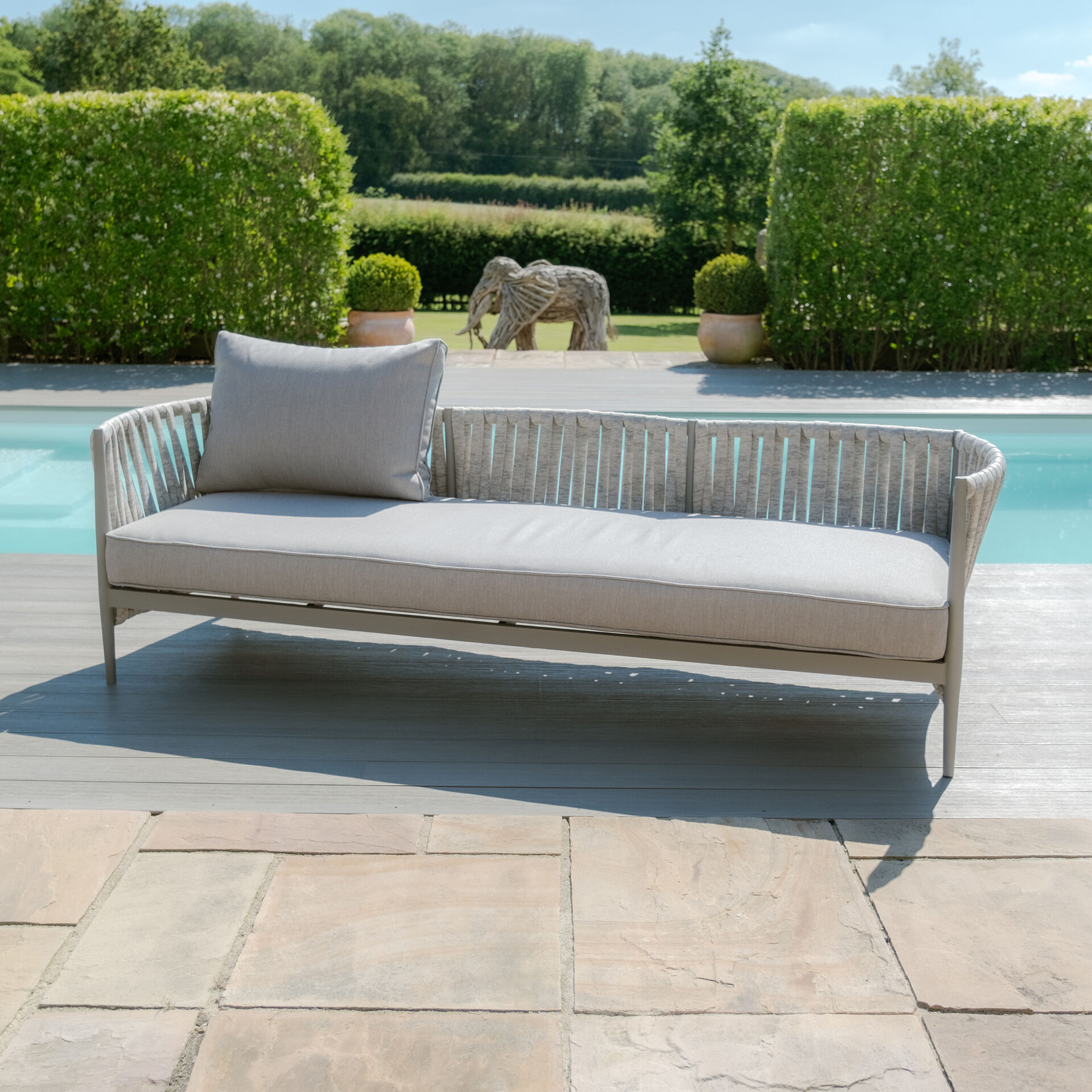 Maze - Milan Rope Weave 3 Seat Sofa Set with Rectangular Coffee Table - Cool Linen product image