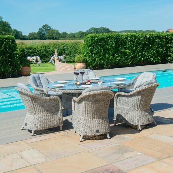 Maze - Oxford Heritage 6 Oval Rattan Fire Pit Dining Set product image