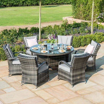 Maze - Texas 6 Seat Round Rattan Dining Set with Ice Bucket & Lazy Susan - Grey product image
