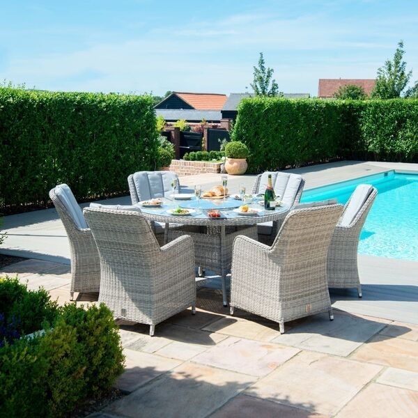 Maze - Oxford Venice 6 Seat Round Rattan Fire Pit Dining Set with Lazy Susan product image