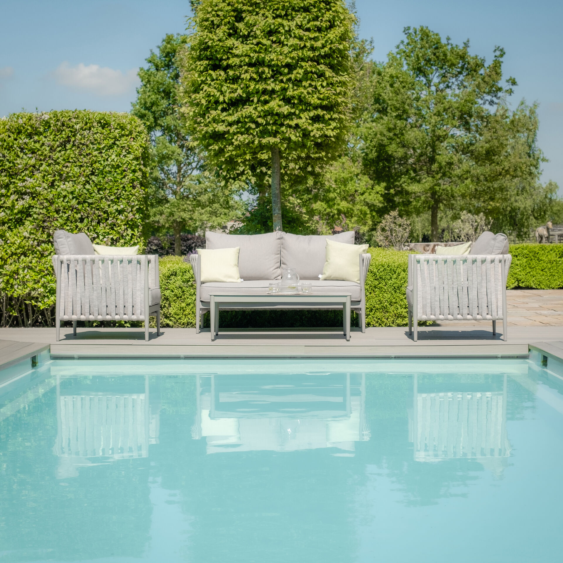 Maze - Milan Rope Weave 2 Seat Sofa Set with Rectangular Coffee Table - Cool Linen product image