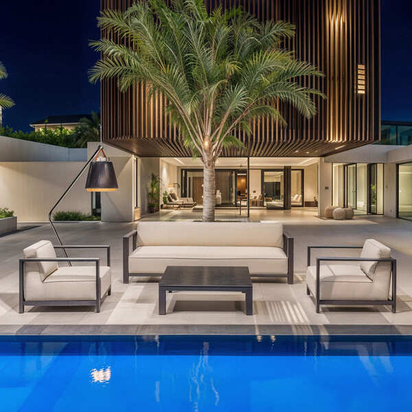 Maze - Outdoor Fabric Ibiza 3 Seat Sofa Set with Square Coffee Table - Oatmeal product image