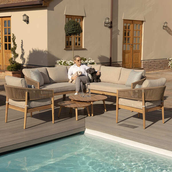 Maze - Porto Rope Weave Corner Sofa Set with Pair of Round Coffee Tables & 2 Armchairs product image
