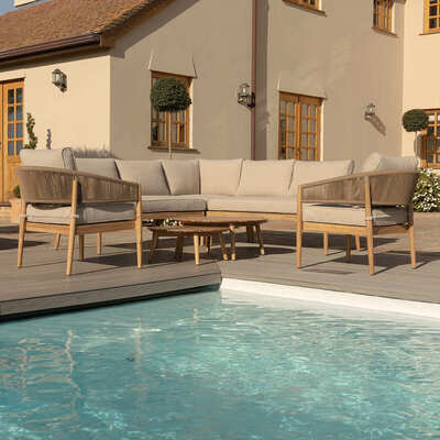 Maze - Porto Rope Weave Corner Sofa Set with Pair of Round Coffee Tables & 2 Armchairs product image