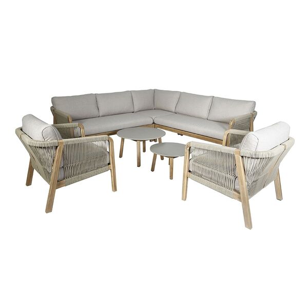 Maze - Martinique Rope Weave Corner Sofa Set with 2 Lounge Armchairs & 2 Round Coffee Tables product image