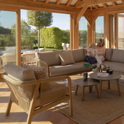 Maze - Martinique Rope Weave Corner Sofa Set with Lounge Armchair & 2 Round Coffee Tables product image