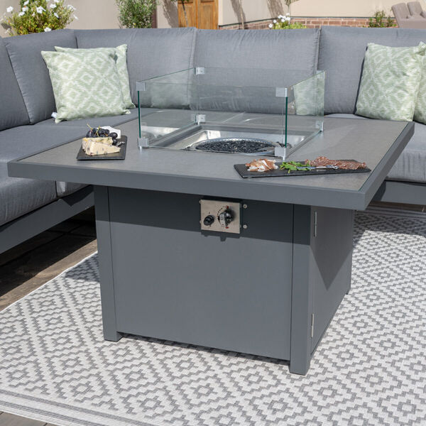 Maze - Amalfi Square Aluminium Corner Dining Set with Fire Pit Table & Footstools - Grey product image