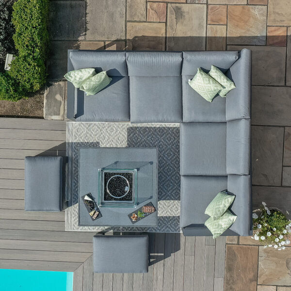 Maze - Amalfi Square Aluminium Corner Dining Set with Fire Pit Table & Footstools - Grey product image