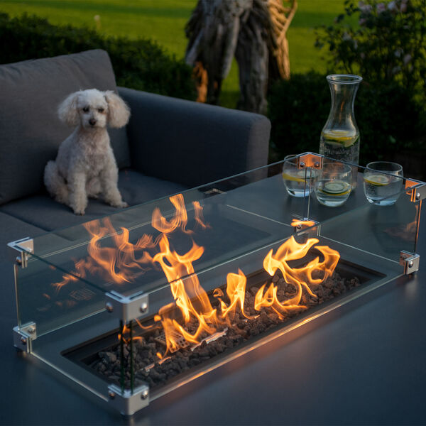 Maze - Outdoor Fabric Pulse Left Handed Corner Dining Set with Fire Pit Table - Charcoal product image