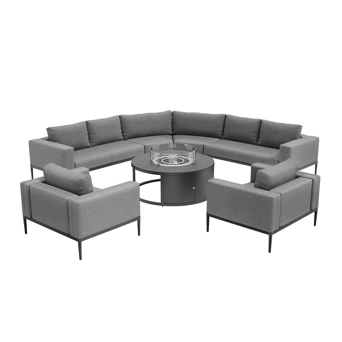 Maze - Eve Grande Corner Sofa Group with Round Fire Pit Coffee Table & 2 Armchairs - Flanelle  product image