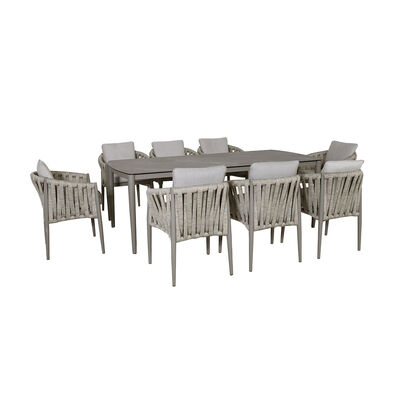 Maze - Milan Rope Weave 8 Seat Rectangular Dining Set - Cool Linen product image