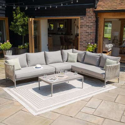 Maze - Milan Rope Weave Large Rectangular Corner with Coffee Table - Cool Linen product image