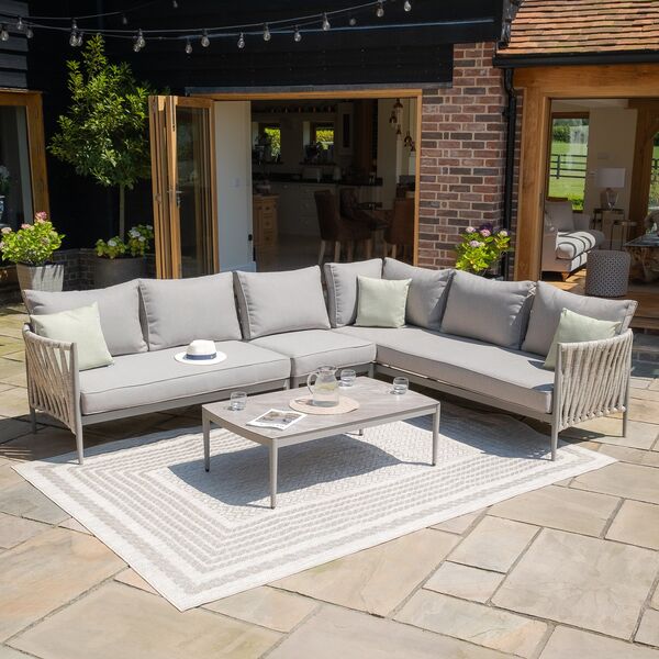 Maze - Milan Rope Weave Large Rectangular Corner with Coffee Table - Cool Linen product image
