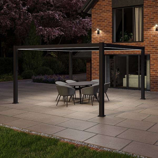 Maze Como - 4m x 4m Aluminium Metal Outdoor Garden Pergola - Grey product image