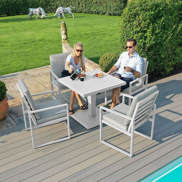 Maze - Amalfi 4 Seat Square Aluminium Dining Set with Rising Table - White product image
