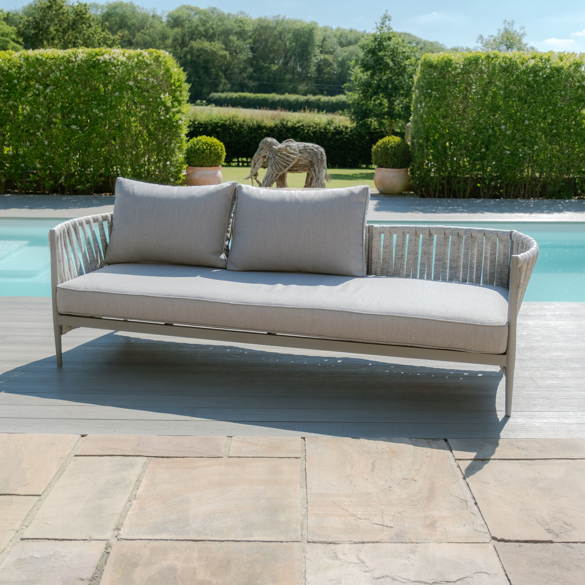 Maze - Milan Rope Weave 3 Seat Sofa Set with Rectangular Coffee Table - Cool Linen product image