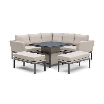 Maze - Outdoor Fabric Pulse Square Corner Dining Set with Rising Table - Oatmeal product image