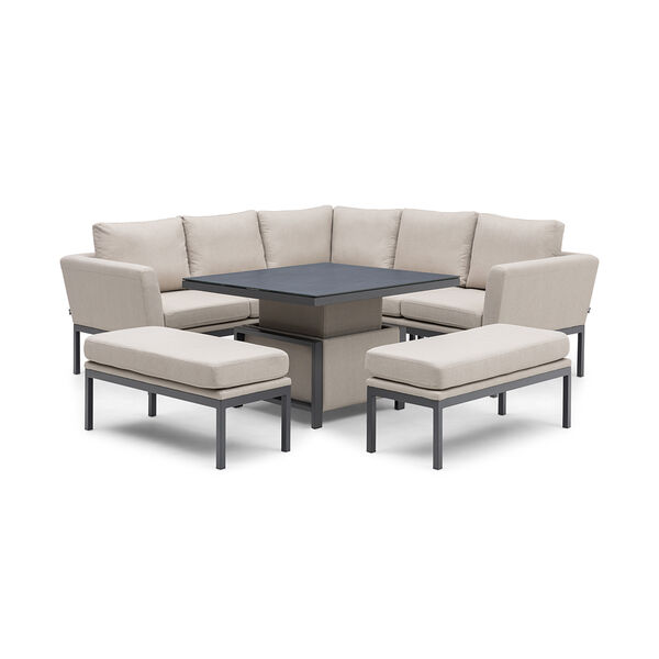 Maze - Outdoor Fabric Pulse Square Corner Dining Set with Rising Table - Oatmeal product image