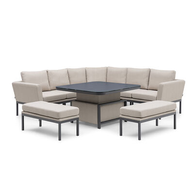 Maze - Outdoor Fabric Pulse Deluxe Square Corner Dining Set with Rising Table - Oatmeal product image