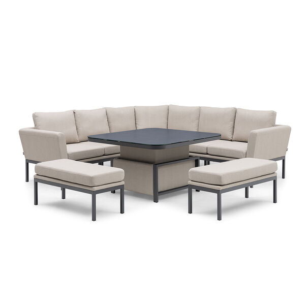 Maze - Outdoor Fabric Pulse Deluxe Square Corner Dining Set with Rising Table - Oatmeal product image