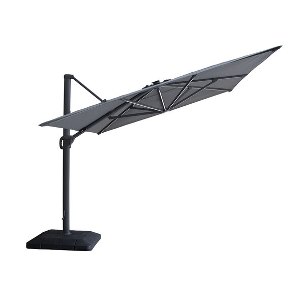 Maze - Aramis Solar LED 3m x 4m Rectangular Rotating Cantilever Parasol with Base - Charcoal Grey product image